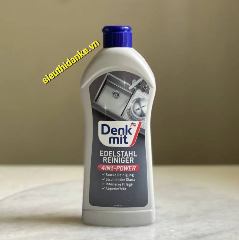 Dung dịch vệ sinh và làm bóng đồ kim loại Denkmit Edelstahlreiniger 4 in 1