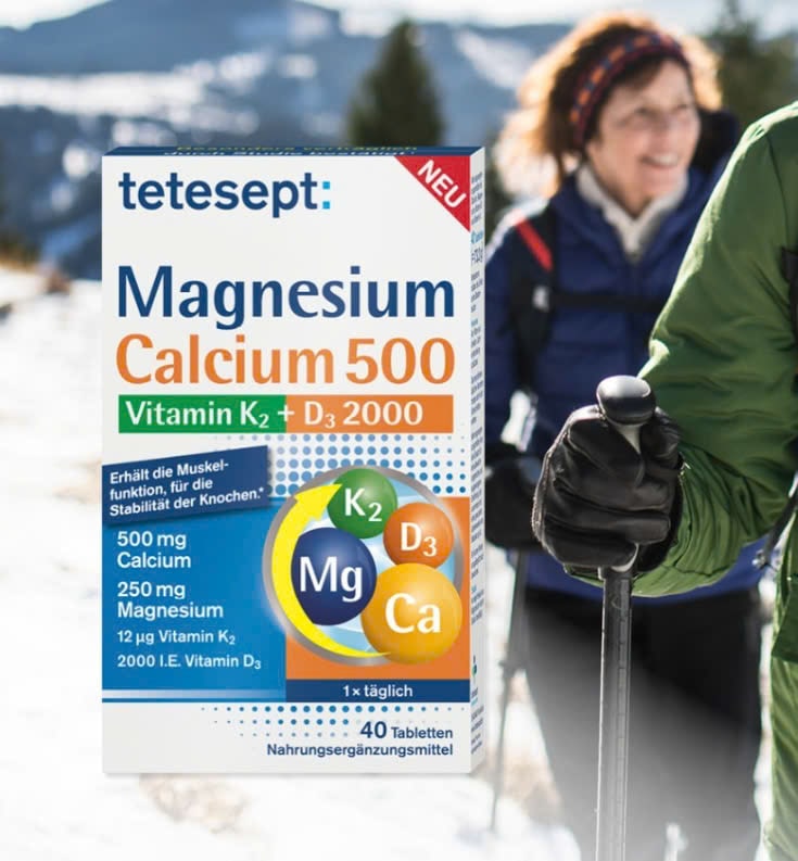 Viên uống Magnesium Calcium 500 Vitamin K2+D3 2000 tetesept