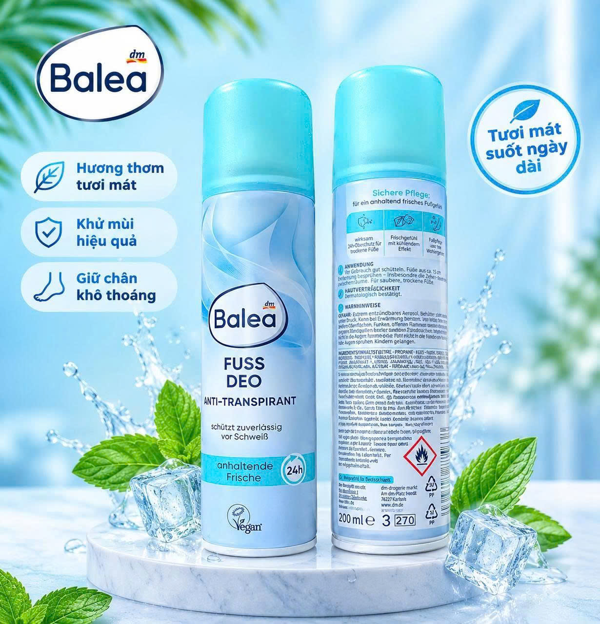 Xịt khử mùi hôi chân Balea Fuss Deo